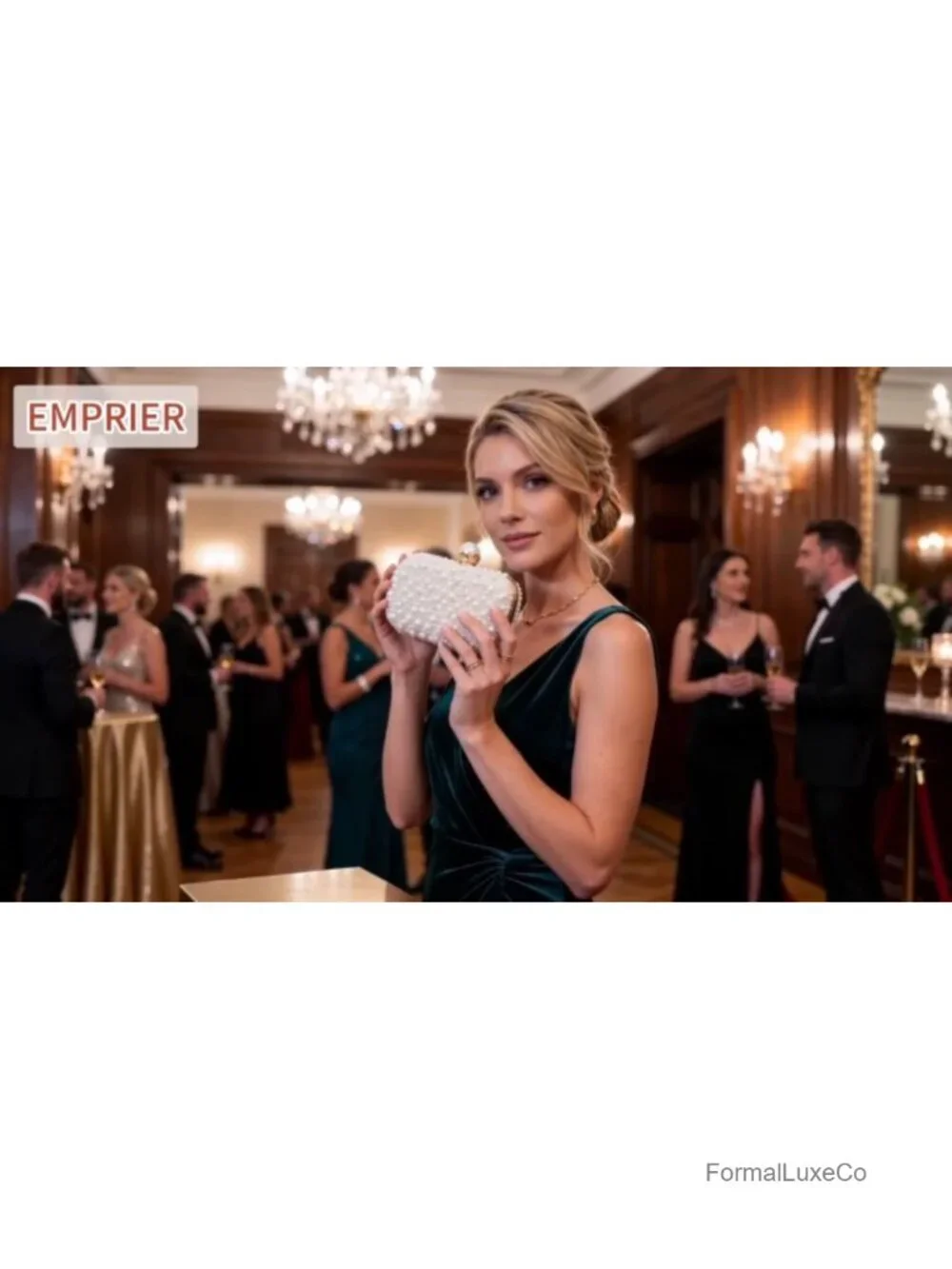 Beaded Clutch Evening Bag with Pearls for Wedding Prom